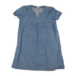 Madewell Denim Popover Swing Dress  Newsom Wash  Women's M Cotton Linen Blend